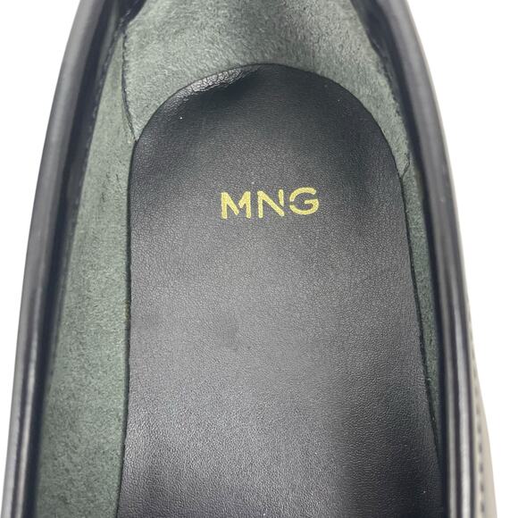 Mango Gathered Leather Moccasin Penny Loafer Black Size 37/ 6.5 - Picture 11 of 12